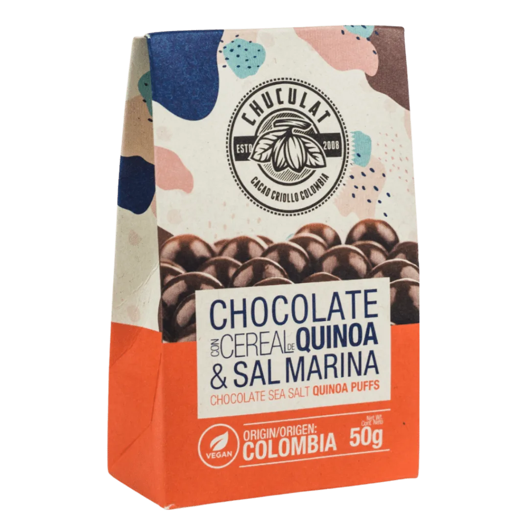 Cereal de quínoa y sal marina recubiertos de
chocolate
