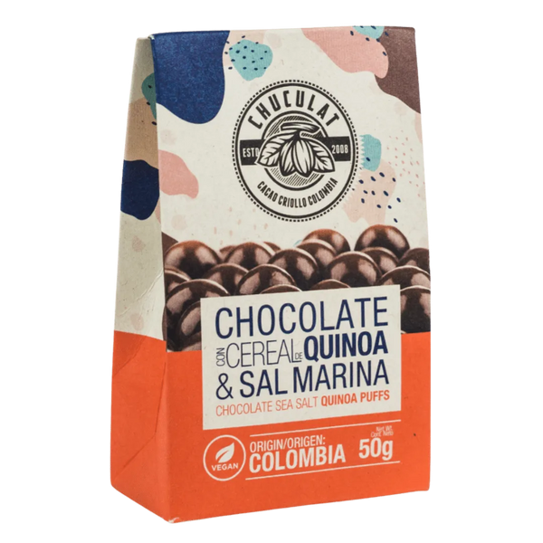 Cereal de quínoa y sal marina recubiertos de
chocolate
